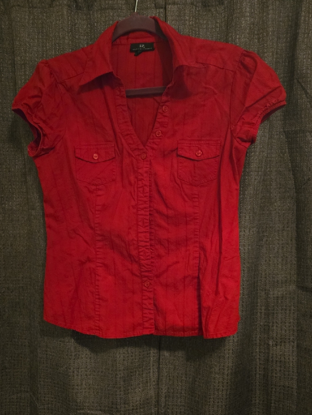 Iz Brand  Bright Red Short Sleeve Button-Down Shirt